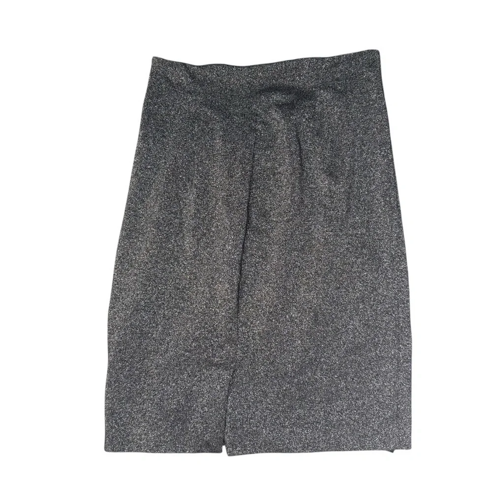 Size 12 Metallic Silver Pencil Glitter Skirt Lined Sparkle Work Party Holiday - Picture 7 of 10